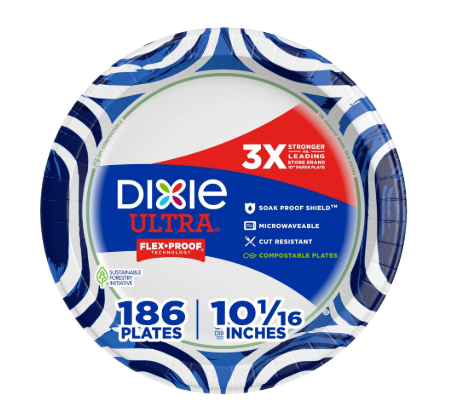 Dixie Ultra Heavyweight Dinner Paper Plates, 10", 186 ct.