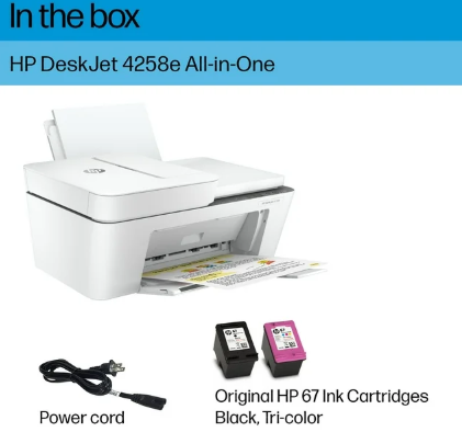HP DeskJet 4258e Wireless All-in-One Inkjet Printer, 6 Months Instant Ink with HP+