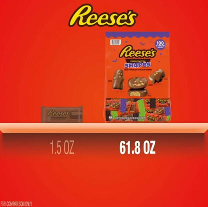 REESE'S Halloween Milk Chocolate Peanut Butter Shapes Candy, Snack Size, 100 pcs.