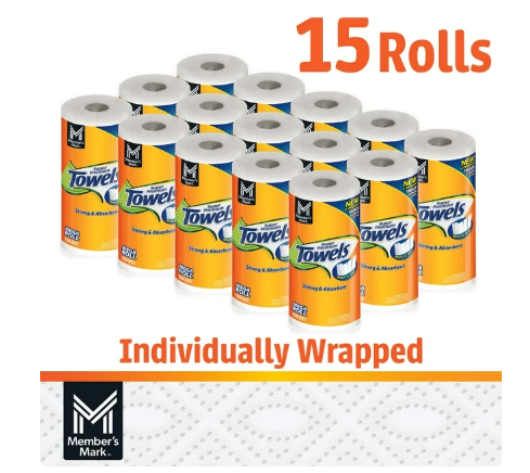 Member's Mark Select & Tear 2-Ply Paper Towel 15 rolls, 150 sheets/roll