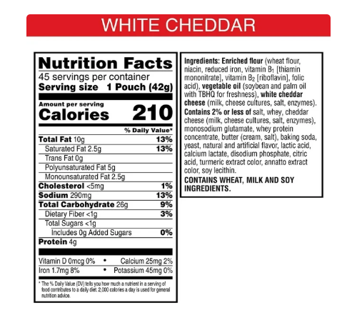 Cheez-It White Cheddar Snack Packs, 1.5 oz., 45 pk.
