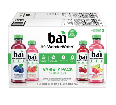 Bai WonderWater Flavored Water Variety Pack 18 fl. oz., 15 pk.