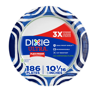 Dixie Ultra Heavyweight Dinner Paper Plates, 10", 186 ct.