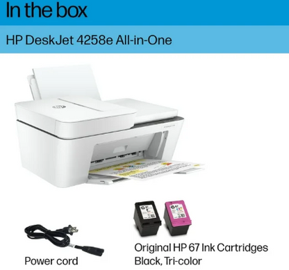 HP DeskJet 4258e Wireless All-in-One Inkjet Printer, 6 Months Instant Ink with HP+